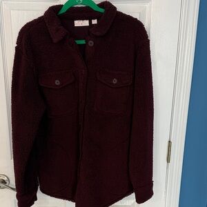 Belle by Kim Gravel Deep Burgundy fleece Jacket/shirt